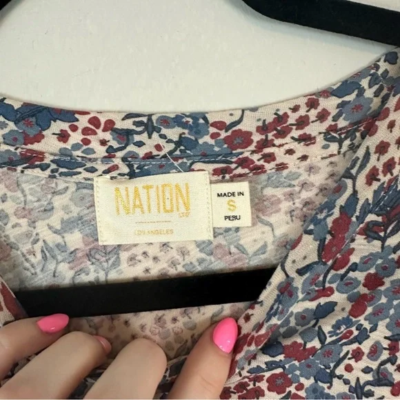 Nation LTD | Martine Casual Peasant Dress in Cherry Blossom Size Small - Picture 4 of 7